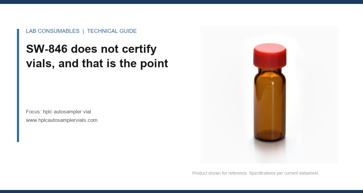 SW-846 does not certify vials, and that is the point