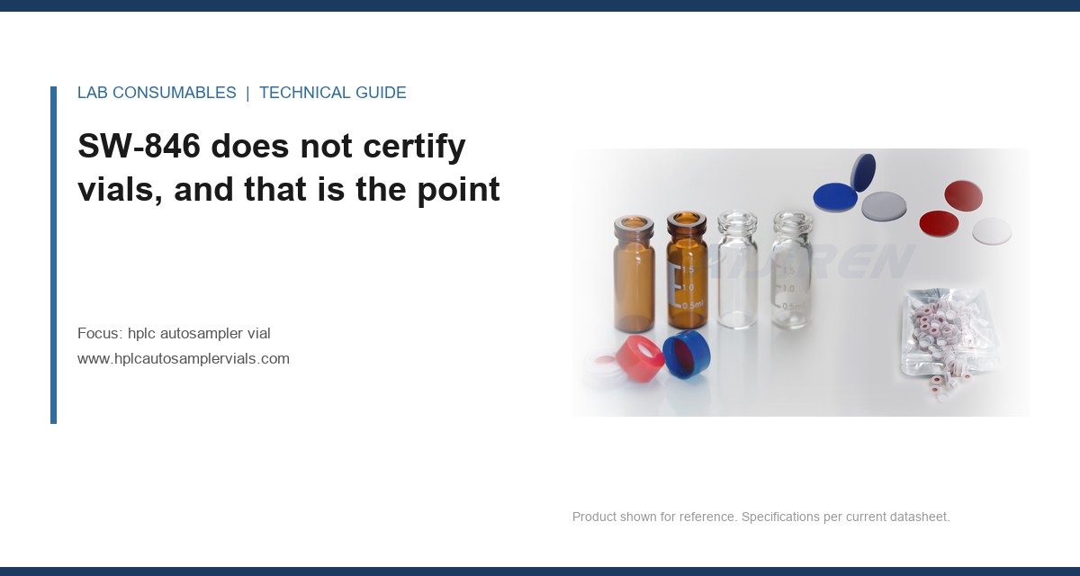 SW-846 does not certify vials, and that is the point